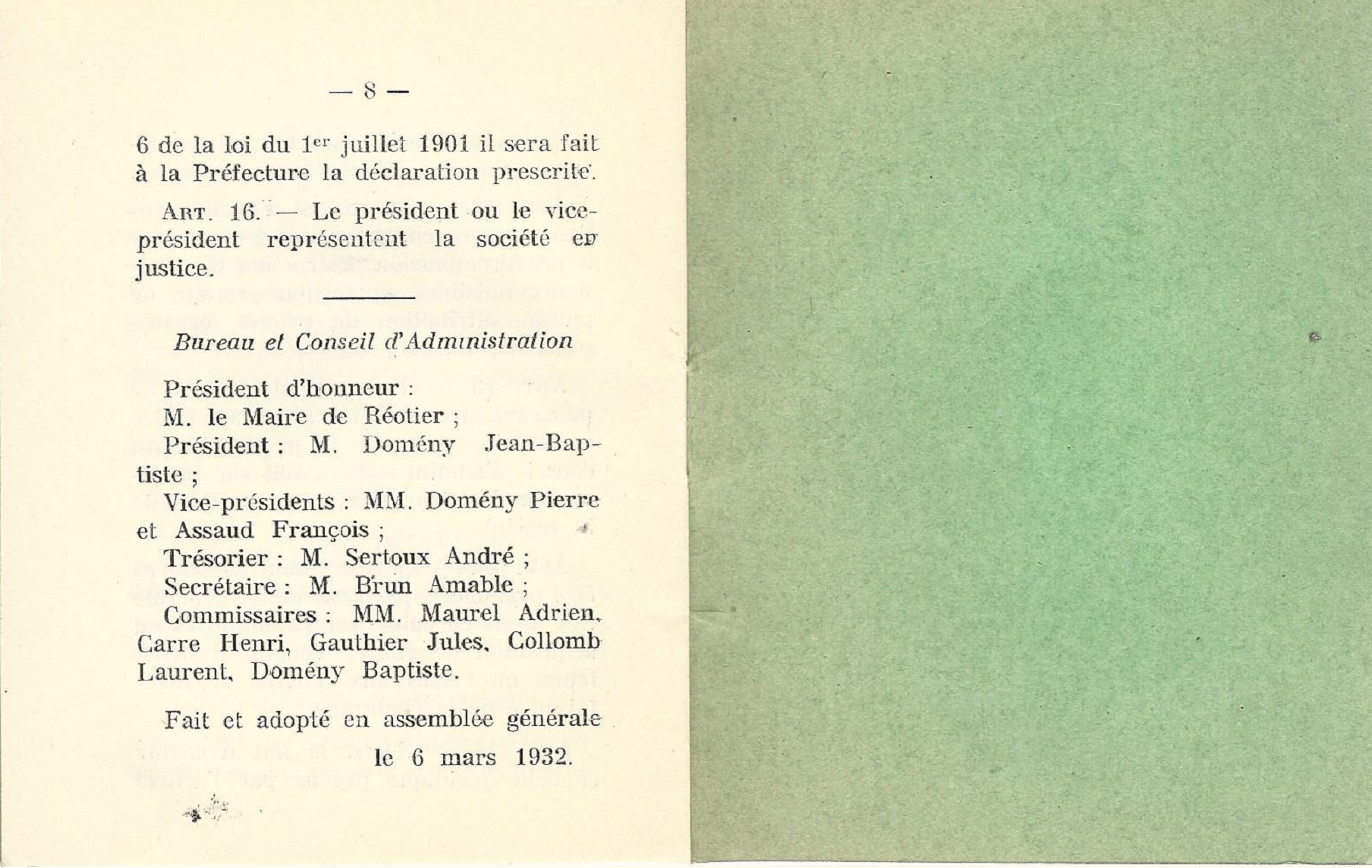 Statut ACCA 1932