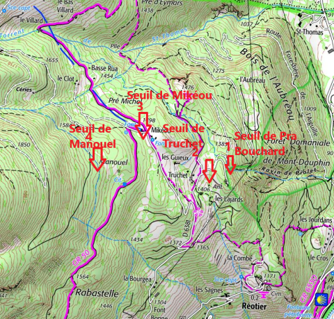 Les sources figurées sur les cartes IGN sont toutes abondées grâce au réseau des canaux.